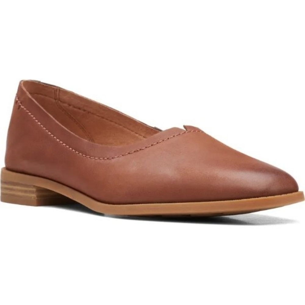 Clarks Pure Walk Flats In Dark Brown Leather Women's Loafers Sz 10